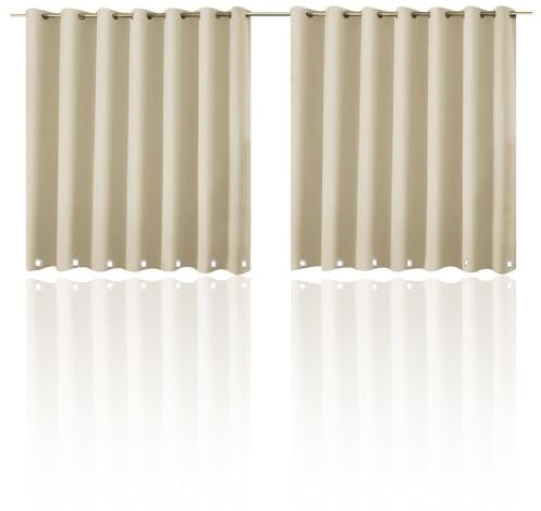 YedZen Outdoor Curtains with Grommet (Top＆Bottom), 1 Panel 100x84/254x213cm (WxL), Waterproof Windproof Insulated Blackout Privacy Outdoor Curtains for Gazebo Pergola Porch Garden Patio, Beige
