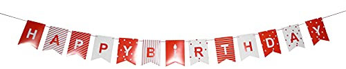 LOLPALONE Happy Birthday Papierbanner in Rot und Weiß