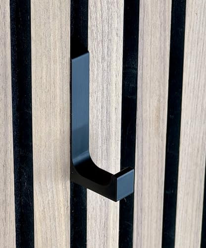 Kleiderhaken für Akustikpaneele | Schwarz | Versteckter Halter | gefertigt aus Kunststoff | Unsichtbare Schrauben | 3D-Druck | 1 Stück inklusive Schrauben und Dübel (Einzelhaken Breite: 13mm)
