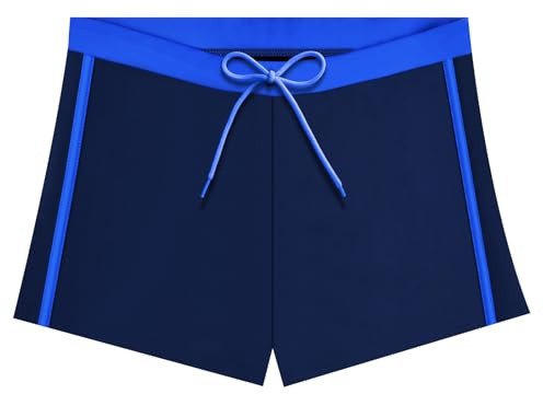 AYESY Short de Bain pour Garçon, Maillot de Bain Vintage Enfant, Boxer Shorts, Impression Séchage Rapide Plage Maillots de Bain de 6 à 14 Ans Garçon de 128-164 cm de Haut, Noir & Marine