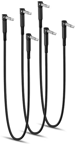 RUXELY 6.35mm Gitarren Patchkabel 0.6M 3Pack,90 Grad 1/4 Stecker Instrument Pedal Kabel,30CM Guitar Klinkenpatchkabel,Winkel Patch Cable für Gitarreneffekte,Gitarre/Bass Effektpedale,Pedalboard