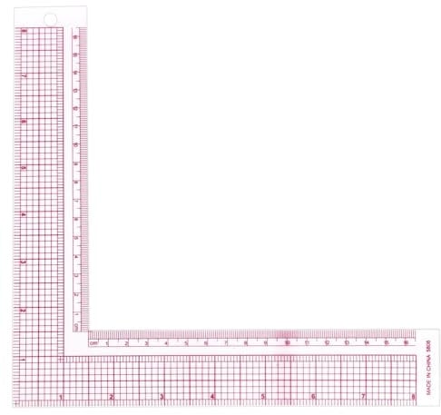 lasuroa L Square Ruler for Sewing, 90 Degree Transparent Plastic Tailor Sewing Measuring Tools Right Angle Ruler for Fabric Pattern Making & Quilting DIY Professional Use