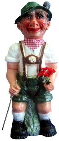 JS Garten Deko Gartenfigur Seppel Alois stehend großer Bayer Figur in Latzhose H 75 cm Dekofigur aus Kunststoff