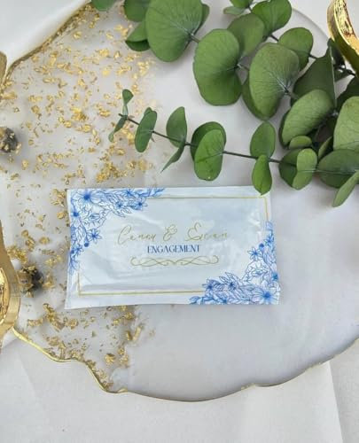 CréaBySana Rince-doigts Personnalisés, Lingettes Parfumées Florales, Accessoire de Table pour Mariage