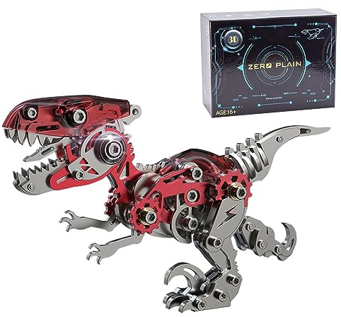 Steampunk 3D Metall Puzzle, 160 Teile Mechanisches Dinosaurier Velociraptor Puzzles Bausatz, 3D Puzzle Metall DIY Deko Geschenk Spielzeug für Erwachsene