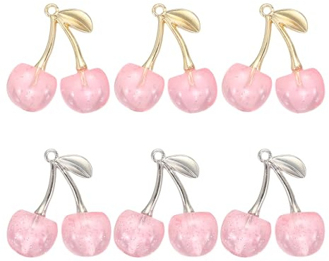 sourcing map Cherry Charm Acrylic Cherry Pendants 3D Fruit Cute Ornament Decoration for Making