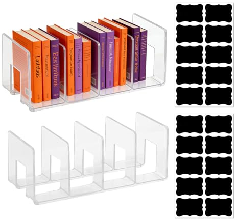SJDOFU Lot de 2 porte-revues en acrylique, 4 emplacements pour ranger des fichiers de bureau avec papier étiquette, trieur de fichiers, support de livre pour plateau de bouteille, couvercle de cuisine