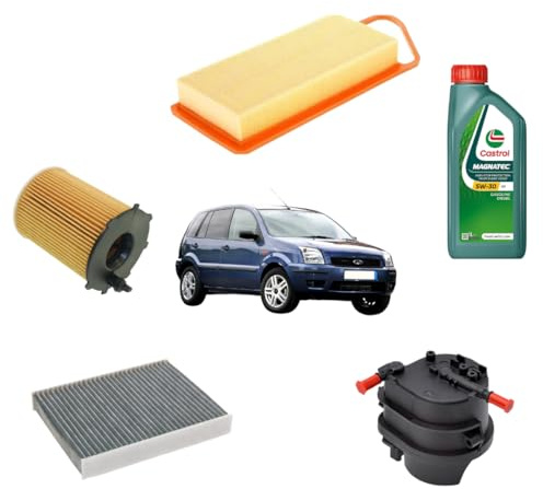 Kit Tagliando compatibile con Ford Fusion 1.4 Tdci 68cv 50kw + 4lt 5w30 A5