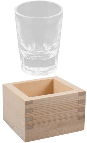 SHINEOFI Service à Saké avec 1 Set de Coupes à Saké en Verre et Bois Japonerie Traditionnel Boîte en Bois Incluse Lavables et Compatibles Lave-Vaisselle pour Maison