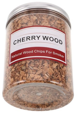 ROMISBABA 1 Scatola Cippato di Legno di Ciliegio per Barbecue 125g Affumicatura Costante e Mantenimento dei Succhi per Carne e Cucina All'aperto