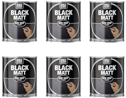 HOCHSTE 151 Coatings Matte Paint, Non Drip Interior & Exterior Paint, High Build Finish, Smooth Application for Wood Metal Doors, Furniture, Durable Matte Coating, 300ml (Black, Matte, Pack of 2)