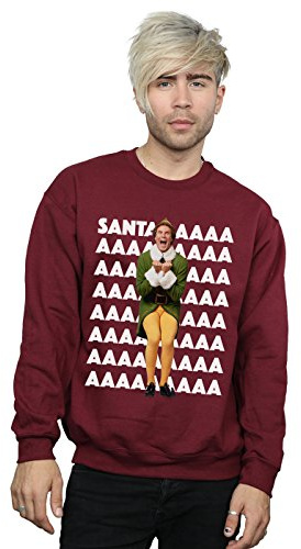 Elf Men's Buddy Santa Scream Sweatshirt XX-Large Burgundy