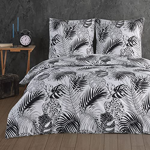 Buymax Bettwäsche 155x220 cm 4-teilig – Bettwäsche Set Renforcé 100% Baumwolle, 2 x Bettbezug 155x220 cm und 2 x Kissenbezüge 80x80 cm, Oeko-TEX, Reißverschluss, weich und atmungsaktiv