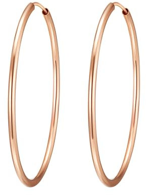 Rafaela Donata Damen-Creolen 925 Sterling Silber 40mm rund rosevergoldet - Basic Ohrringe für Damen Silberohrcreolen Groß