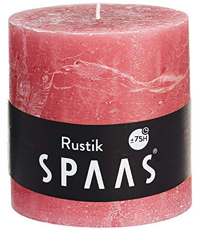 Spaas Rustikale Stumpenkerze 100/100 mm, ± 75 Stunden, ohne Duft - zartrose