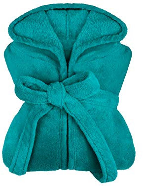 npluseins extra weicher Kapuzen-Bademantel aus Kuschelfleece - in modernen Farben und verschiedenen Größen - Unisex & wadenlang, M, Petrol