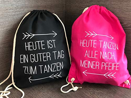 ElliGa B-Ware! Turnbeutel JGA Rucksack für Junggesellinnenabschied tanzen Bridal Party Bachelorette (5er Set (4xMädels+1xBraut pink))