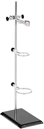 Steinberg Systems SBS-LS-300 Laborstativ mit Klemme, Muffe und 2 Ringen Standfläche 21,2 x 13,7 cm Länge Stativ 59 cm