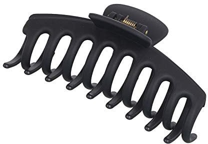 Large Plastic Hair Claw Clips - Non-Slip Strong Hold for Thick Hair - Fashion Headwear - Women & Girls (Black)