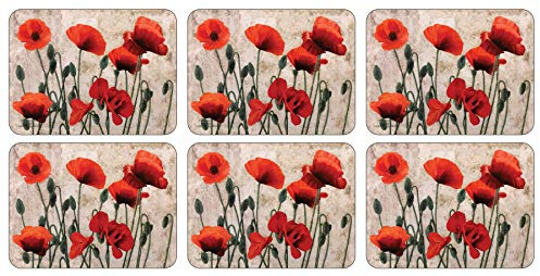 Plymouth Pottery - Red Poppies Placemats - Set of 6