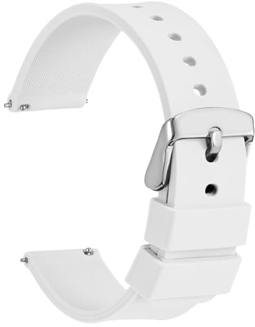 WOCCI Silikon Uhrenarmband mit Silberner Schnalle, Schnellverschluss Uhrenarmbänder, 13 Farben Ersatzarmband 14mm 16mm 19mm 18mm 20mm 21mm 22mm 24mm