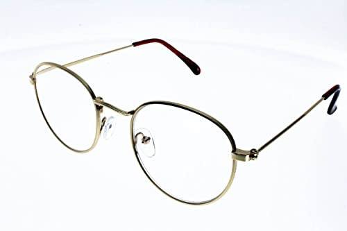 Montana - Lesebrille, rund, BLF54A, speziell für Bildschirme, vergoldet, Unisex, mit Behandlung gegen blaues Licht – Lupe: +1,0
