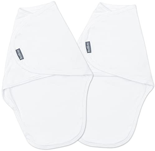 Bellochi Swaddle Me Pucksack Baby 0-3 Monate - 2er Set Pucktuch Baby 0-3 Monate - Weiche und Zarte 100% Zertifiziert Baumwolle - White