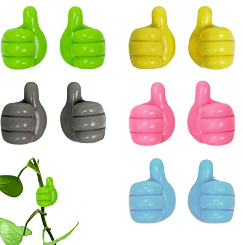 DonLeeving 10 Pack Creative Thumbs Wall Hooks - Silicone Self Adhesive Multi-Function Wall Hooks in Colorful Design for Data Cable and Key Storage