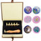 ANBOSE Wachs-Siegel-Stempel-Set, ANBOSE Tier-Wachs-Siegel-Stempel-Set mit 6 abnehmbaren Messingköpfen und 1 Holzgriff, Retro-Katze, Vögel, Pfau, Schmetterling, Siegelwachsstempel für Karten, Einladung