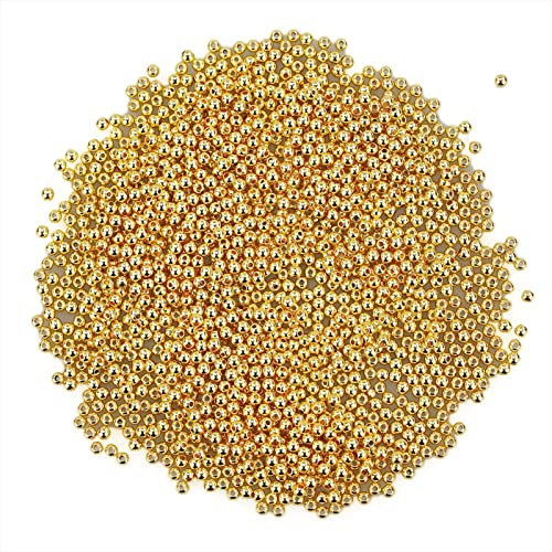 SZCXDKJ 1500 StüCke Goldene Perlen 4mm Bastelperlen Runde Spacer Beads Ccb Lose Perlen Zum AuffäDeln FüR Armband Halskette Schmuck Ohrringe Handwerk Diy