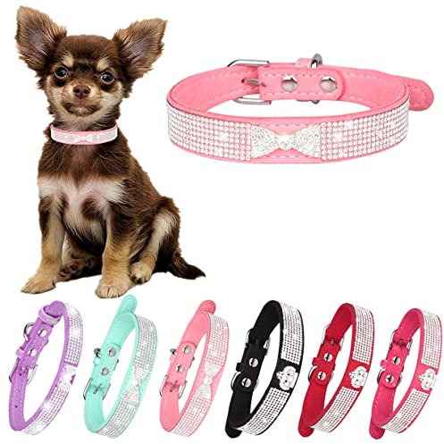 Collier réglable en strass pour chien et chat avec couronne en diamant pour animaux de compagnie de petite, moyenne et grande taille, couronne rose, XXS