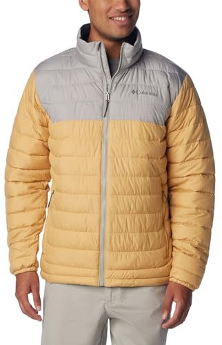 Columbia Men's Powder Lite Jacket, Puffer Jacket, Light Camel/Flint Grey, Size L