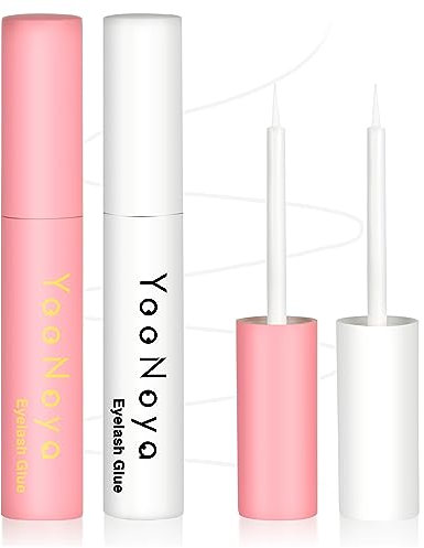 YOONOYA Colle Faux Cils, 2 pièces (2 * 8ml) Colle Pour Faux Cils au Latex, Colle Faux Cils Blanche, Colle a Faux Cils Transparente, Imperméable et à séchage rapide 16ml 0.56oz Anti-allergie