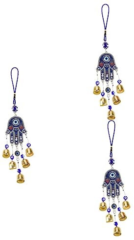 YARNOW 3 Pz Campanelli Eolici Malocchio Campanello a Malocchio Campanello a Per Auto Decorazione Del Malocchio Di Palma Pendente Lega Di Zinco Fortunato Occhio Del Diavolo