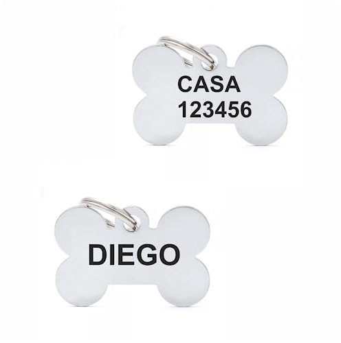 AMA SHOP Medaglietta Personalizzata per cani| Ideale per incidere il nome del tuo amico a 4 zampe | Targhetta identificativa in metallo + STICKER IN OMAGGIO