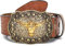 YCMI Western-Cowboy-Gürtel für Herren und Damen – Bullschnalle, Vintage-Blumen-Gravur, Gürtel für Taille 63,5 bis 96,5 cm, Braun, for 34-38 waist