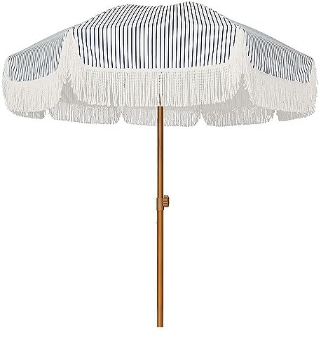 FLIPP Sombrilla Plegable De Madera De 2 Metros For Exteriores, Sombrilla De Playa, Sombrilla De Borla De Algodón Puro, Sombrilla Anti-Ultravioleta