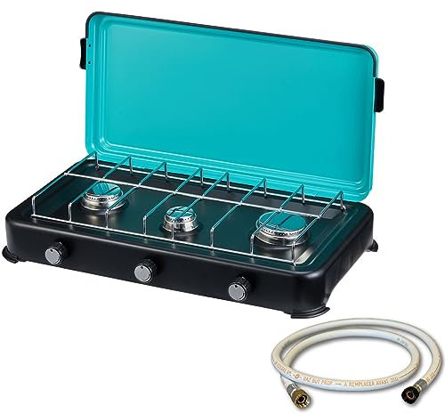 INTEC - Plaque de cuisson gaz 3 feux 3000W Table de cuisson portable + Tuyau butane/propane