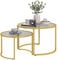 HOMCOM Lot de 2 Tables Basses gigognes rondes 70/54 cm Plateau verre trempé et Pied en Acier au Carbone Design Moderne doré