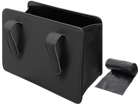 MEMOFYND 1 poubelle de voiture avec 1 sac poubelle, anti-fuite, portable, pliable (noir)