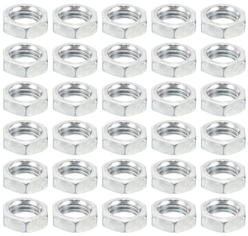 PATIKIL M10x1.25 Acero Hexagonales Tuercas 60 Paquete Métrica Rosca Galvanizado Acabado Herraje Tuercas Tornillo Perno Sujetadores para Lámparas Maquinaria Reparación 5mm Altura