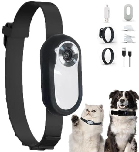 XDGJTBFMY Cat Camera Collar, Cat Collar Dog Collar Camera, HD 1080P Mini Action Camera, Small Body Cam for Pet Tracker Monitor Sports Cycling Birthday Gift(white)