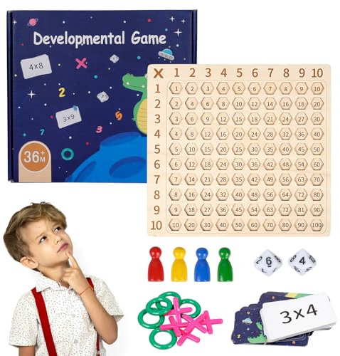 HONMOK Multiplikationsbrett Multiplikationstafel 1x1 Mathe Rechnen Spiel Hölzernes Montessori Brettspiel Multiplikation Zählbrett Rechnen Lernen Multiplikationstabelle für Grundschüler