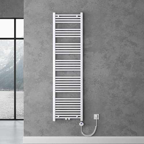 doporro Radiateur de Salle de Bain Sèche-Serviette 180x60cm Radiateur Tubulaire Vertical Chauffage Électrique Blanc avec Résistance pour Radiateur