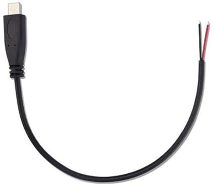 USB-C auf 2-Pin-Kabel mit blankem Draht - 5V/2A Typ-C-Stromkabel für LED-Licht - 2-fach offenes Ende Schwarz (1M-A)