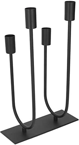 XHTLLO Kerzenhalter, Mattschwarzer 4-Armiger U-förmiger Kerzenhalter, Dekorativer Kerzenhalter aus Eisen Für Hochzeitsfeier Und Heimdekoration