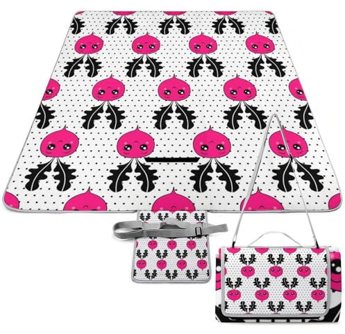 SEEKJOYS Lustige Picknickdecke mit Karottenmuster, faltbar, tragbar, 3-lagig, wasserdicht, sanddicht, Stranddecke für Outdoor, Camping, Reisen, Gras, Rasen, Park, Musikfestival