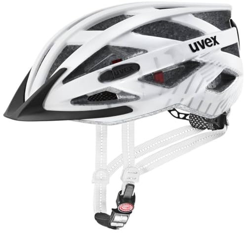 uvex City i-vo - Leichter City-Helm für Damen und Herren - individuelle Größenanpassung - inkl. LED-Licht - White-Black matt - 52-57 cm