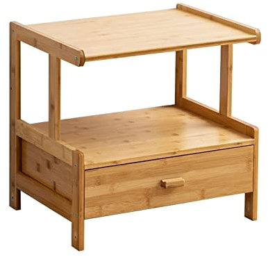 LaYiQimn Drucker Regal Druckerständer Druckerständer Schublade Desktop-Drucker Desktop für Büro Zuhause Scannerständer Faxgeräteständer Kopiererregal Braun/Beige Desktop-Druckerständer