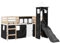 vidaXL Kinderhochbett mit Turm, Hochbett mit Rausfallschutz, Kinderbett mit Leiter Rutsche, Spielbett Etagenbett, Weiß Schwarz 90x190cm Massivholz Kiefer